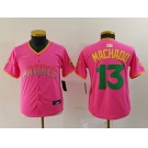 Youth San Diego Padres #13 Manny Machado Pink Fashion Baseball Jersey