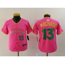 Youth San Diego Padres #13 Manny Machado Pink Player Number Fashion Baseball Jersey