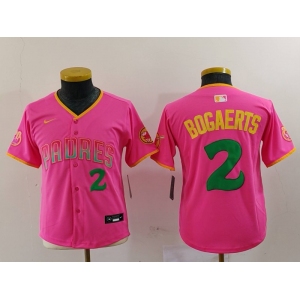 Youth San Diego Padres #2 Xander Bogaerts Pink Player Number Fashion Baseball Jersey