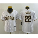 Youth San Diego Padres #22 Juan Soto White Stitched MLB Cool Base Nike Jersey