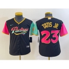 Youth San Diego Padres #23 Fernando Tatis Jr Black 2022 City Connect Cool Base Stitched Jersey