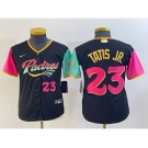 Youth San Diego Padres #23 Fernando Tatis Jr Black Number 2022 City Connect Cool Base Stitched Jersey