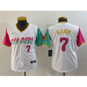 Youth San Diego Padres #7 Ha Seong Kim Number White 2023 City Connect Cool Base Stitched Jersey