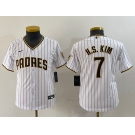 Youth San Diego Padres #7 Ha Seong Kim White Stitched Cool Base Nike Jersey