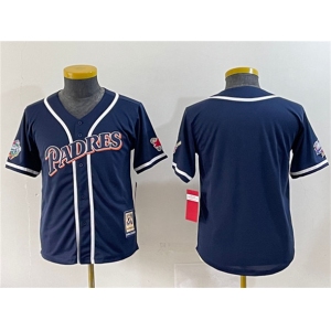 Youth San Diego Padres Blank Navy Throwback With Patch Stitched Baseball Jersey
