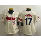 Women's Los Angeles Angels #17 Shohei Ohtani Number Cream 2022 City Connect Cool Base Stitched Jersey