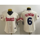 Women's Los Angeles Angels #6 Anthony Rendon Cream 2022 City Connect Cool Base Stitched Jersey