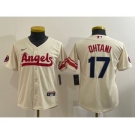 Youth Los Angeles Angels #17 Shohei Ohtani Cream 2022 City Connect Cool Base Stitched Jersey