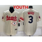 Youth Los Angeles Angels #3 Taylor Ward Number Cream 2022 City Connect Cool Base Stitched Jersey