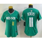 Women's Boston Red Sox #11 Rafael Devers Green 2025 City Connect Player Name Limited Jersey