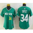 Women's Boston Red Sox #34 David Ortiz Green 2025 City Connect Player Name Limited Jersey