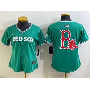 Women's Boston Red Sox Team Big Logo Green 2025 City Connect Limited Stitched Baseball Jersey