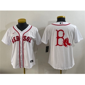 Women's Boston Red Sox Team Big Logo White Cool Base Stitched Jersey