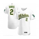 Men's Nike Athletics #2 Khris Davis White 2020 Baseball Flexbase Jersey