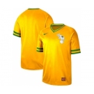 Men's Nike Athletics Blank Yellow Cooperstown Collection Stitched Baseball Jersey