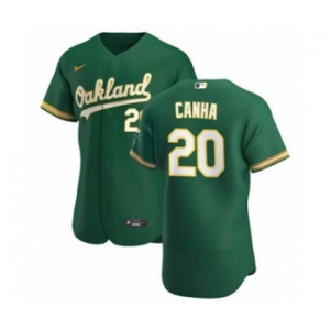 Men's Nike Oakland Athletics #20 Mark Canha Kelly Green Alternate 2020 Authentic Player Baseball Jersey