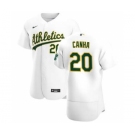 Men's Nike Oakland Athletics #20 Mark Canha White Home 2020 Authentic Player Baseball Jersey