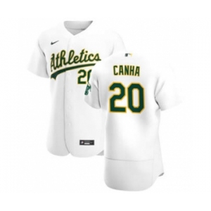 Men's Nike Oakland Athletics #20 Mark Canha White Home 2020 Authentic Player Baseball Jersey