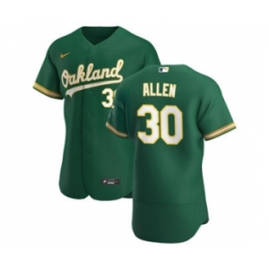 Men's Nike Oakland Athletics #30 Austin Allen Kelly Green Alternate 2020 Authentic Player Baseball Jersey