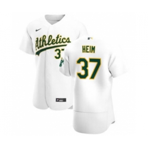 Men's Nike Oakland Athletics #37 Jonah Heim White Home 2020 Authentic Player Baseball Jersey
