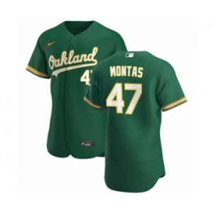 Men's Nike Oakland Athletics #47 Frankie Montas Kelly Green Alternate 2020 Authentic Player Baseball Jersey