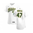 Men's Nike Oakland Athletics #47 Frankie Montas White Home 2020 Authentic Player Baseball Jersey