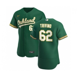 Men's Nike Oakland Athletics #62 Lou Trivino Kelly Green Alternate 2020 Authentic Player Baseball Jersey