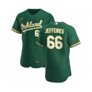 Men's Nike Oakland Athletics #66 Daulton Jefferies Kelly Green Alternate 2020 Authentic Player Baseball Jersey