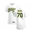 Men's Nike Oakland Athletics #70 Jordan Weems White Home 2020 Authentic Player Baseball Jersey