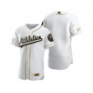 Men's Nike Oakland Athletics Blank White 2020 Authentic Golden Edition Baseball Jersey