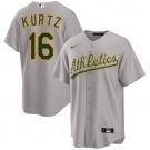Men's Oakland Athletics #16 Nick Kurtz Gray 2024 Away Limited Stitched Jersey