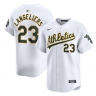 Men's Oakland Athletics #23 Shea Langeliers White Home Limited Stitched Jersey