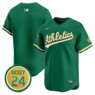 Men's Oakland Athletics Blank Green 2024 Limited With Rickey Henderson Patch Stitched Jersey
