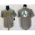 Men's Oakland Athletics Team Big Logo Grey Cool Base Stitched Baseball Jersey