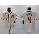 Men's Arizona Diamondback #4 Ketel Marte Number Cream Cool Base Limited Stitched Jersey