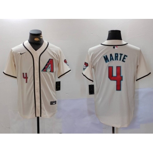 Men's Arizona Diamondback #4 Ketel Marte Number Cream Cool Base Limited Stitched Jersey