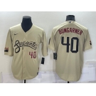 Men's Arizona Diamondback #40 Madison Bumgarner Number Gold 2021 City Connect Stitched Cool Base Nike Jersey