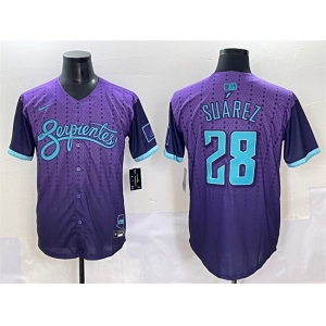 Men's Arizona Diamondbacks #28 Eugenio Suárez Purple 2025 City Connect Limited Stitched Baseball Jersey