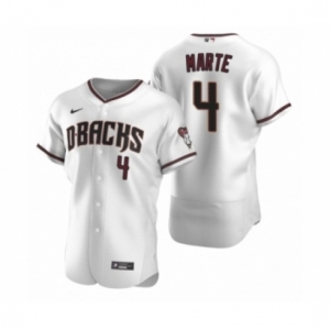 Men's Arizona Diamondbacks #4 Ketel Marte Nike White Crimson Authentic 2020 Home Jersey