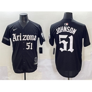 Men's Arizona Diamondbacks #51 Randy Johnson Black 'Gothic Desert Fang Edition' Vapor Premier Limited Stitched Baseball Jersey