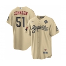 Men's Arizona Diamondbacks #51 Randy Johnson Gold 2023 World Series City Connect Cool Base Stitched Baseball Jersey