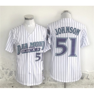Men's Arizona Diamondbacks #51 Randy Johnson White Throwback Cool Base Stitched Baseball Jersey