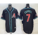 Men's Arizona Diamondbacks #7 Corbin Carroll Black 2024 Stitched Cool Base Nike Jersey