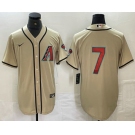 Men's Arizona Diamondbacks #7 Corbin Carroll Cream 2024 Stitched Cool Base Nike Jersey