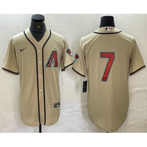 Men's Arizona Diamondbacks #7 Corbin Carroll Cream 2024 Stitched Cool Base Nike Jersey