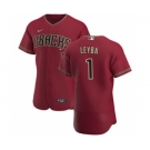 Men's Nike Arizona Diamondbacks #1 Domingo Leyba Crimson Authentic Alternate Team Baseball Jersey