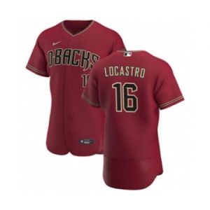 Men's Nike Arizona Diamondbacks #16 Tim Locastro Crimson Authentic Alternate Team Baseball Jersey