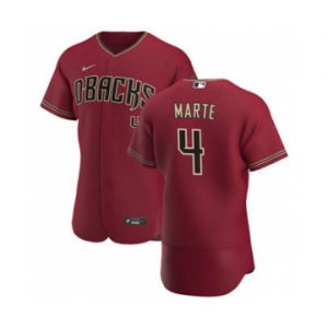 Men's Nike Arizona Diamondbacks #4 Ketel Marte Crimson Authentic Alternate Team Baseball Jersey