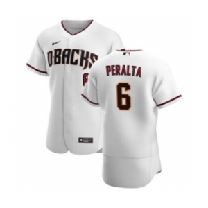 Men's Nike Arizona Diamondbacks #6 David Peralta White Crimson Authentic Home Team Baseball Jersey