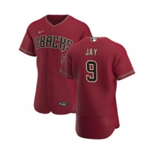 Men's Nike Arizona Diamondbacks #9 Jon Jay Crimson Authentic Alternate Team Baseball Jersey